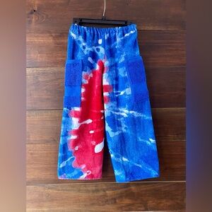 Towel pants red white and blue tie dye